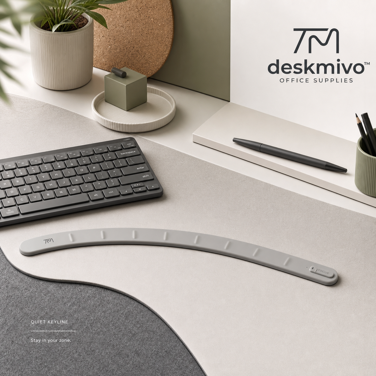 Deskmivo™ Quiet Keyline Strip – Tactile Desktop Focus Boundary