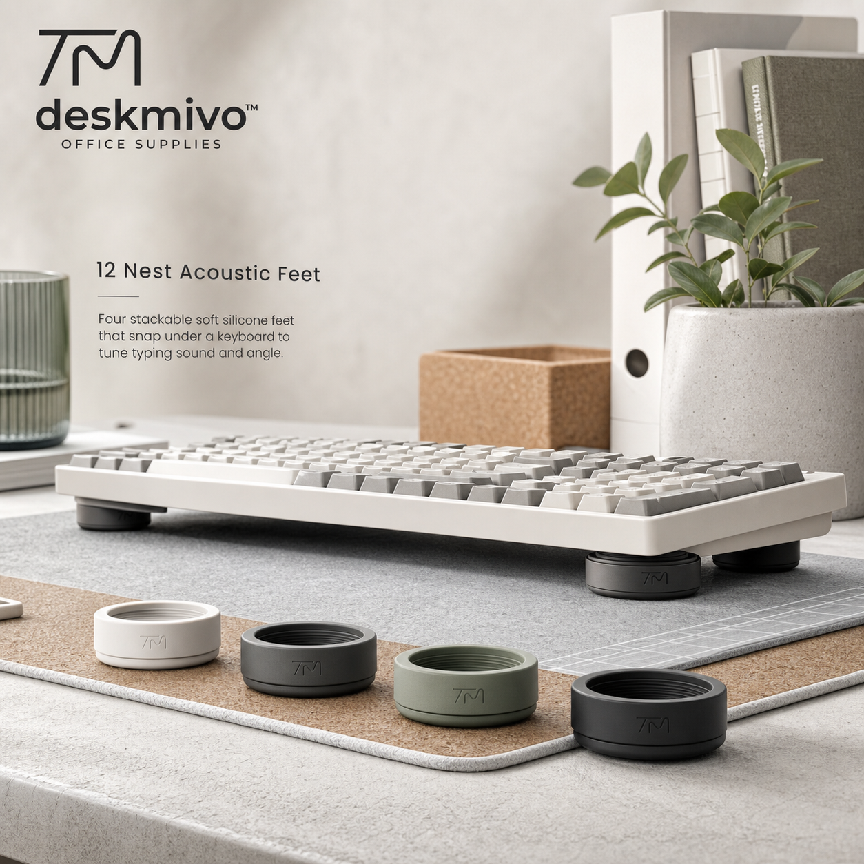 Deskmivo™ Nest Acoustic Feet – Stackable Keyboard Angle and Sound Pads
